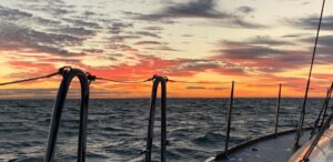 Beautiful sunset seen from the deck of a cruising yacht in the Gulf of Mexico