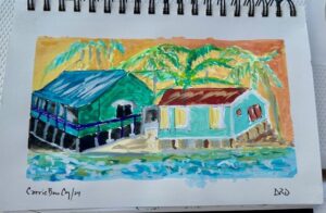 Diana Dean's watercolor of Carrie Bow Cay, Belize
