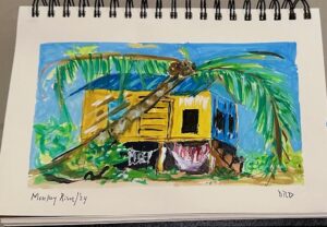 Diana Dean's watercolor of Monkey River, Belize