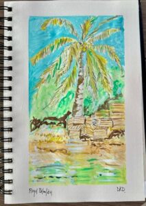 Diana Dean's watercolor of a Royal Palm in Belize